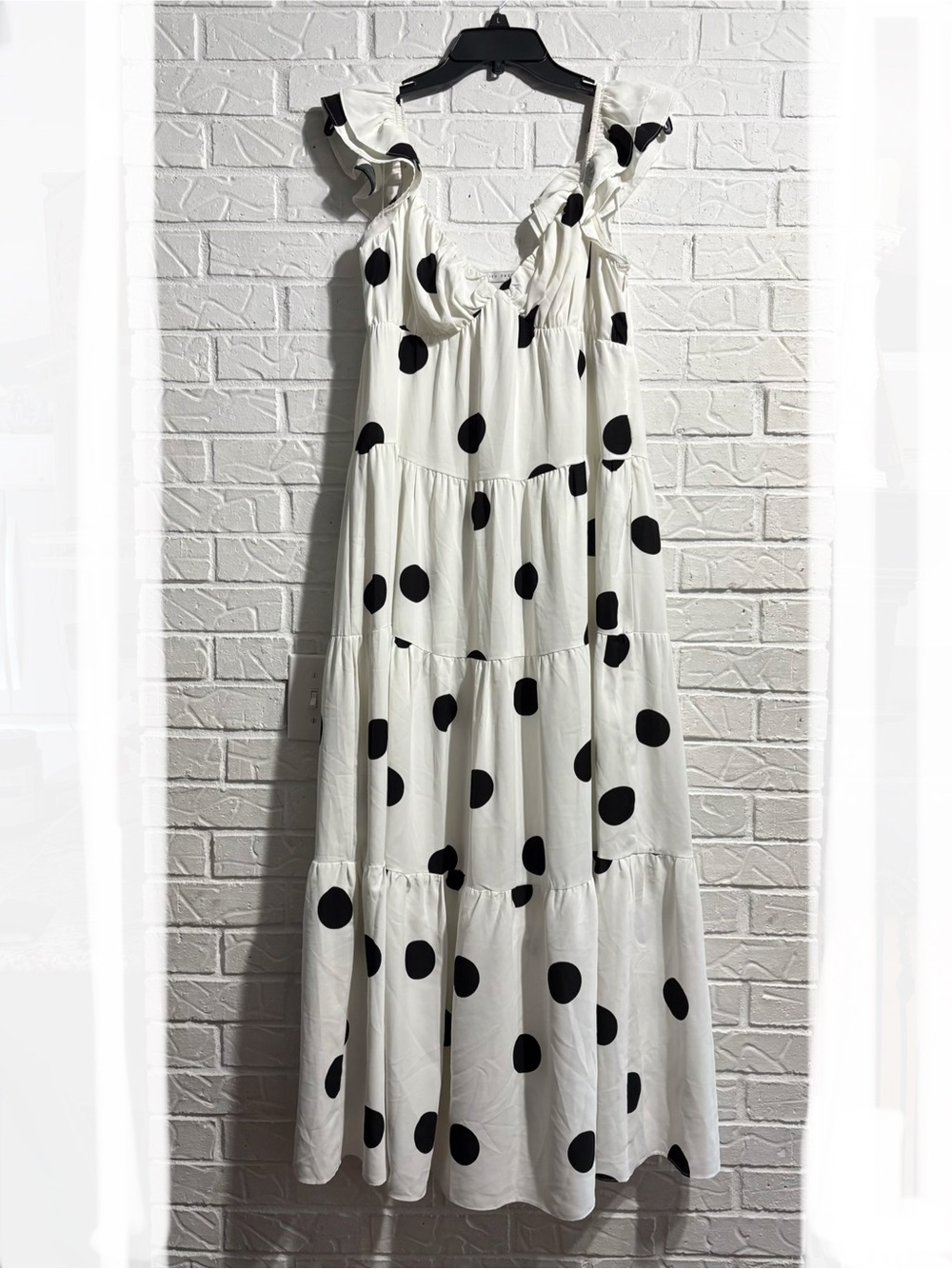 English Factory White Polka Dot Dress with Ruffle Straps
